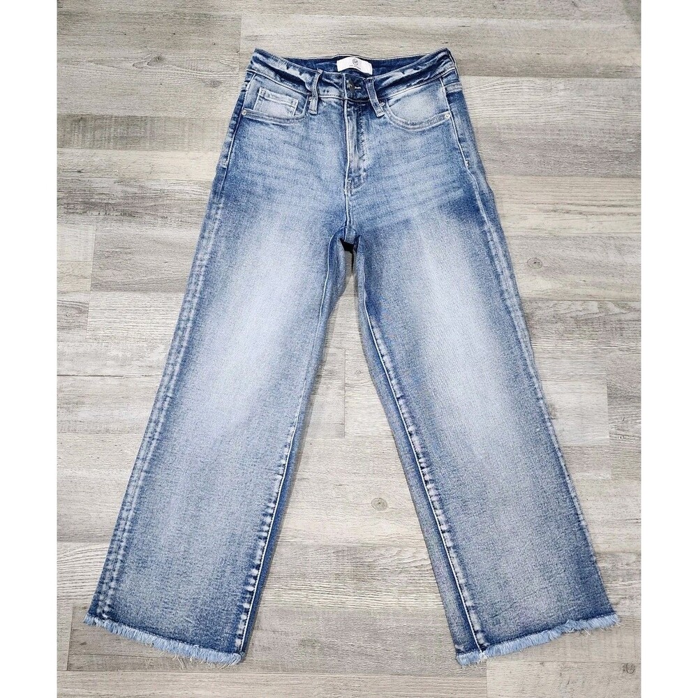 RFM High Rise Straight Leg Frayed Hem Ankle Denim Jeans Sizes 1/25